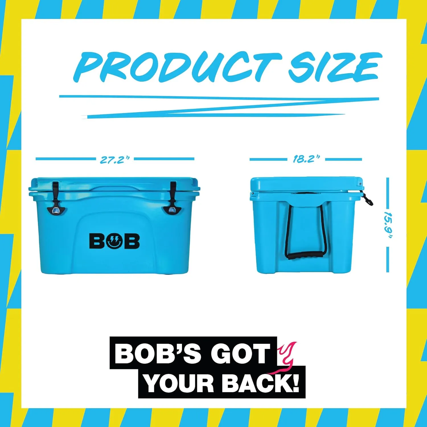 BOB THE COOLER CO 50 Qt Hard Cooler, Portable Rotomolded Travel Cooler, Leak-Proof, Great for Beach, Camping, Tailgating, Sports, & More