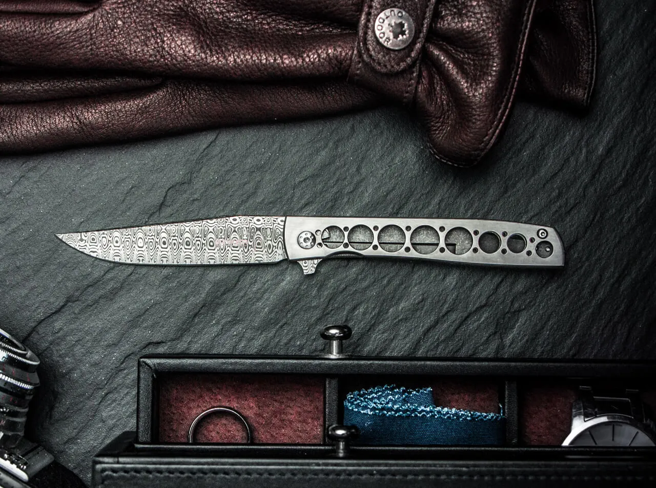 Boker Plus Urban Trapper Damasteel Titanium Folding Pocket Knife 01BO739DAM