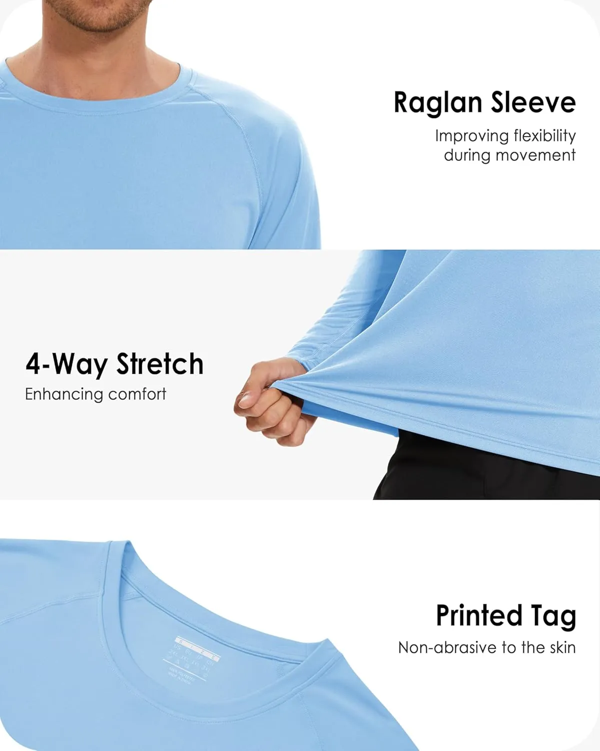 Boladeci Men's UPF 50  Sun Protection UV SPF Shirts Long Sleeve Lightweight Quick Dry Swim T-Shirts Rash Guard