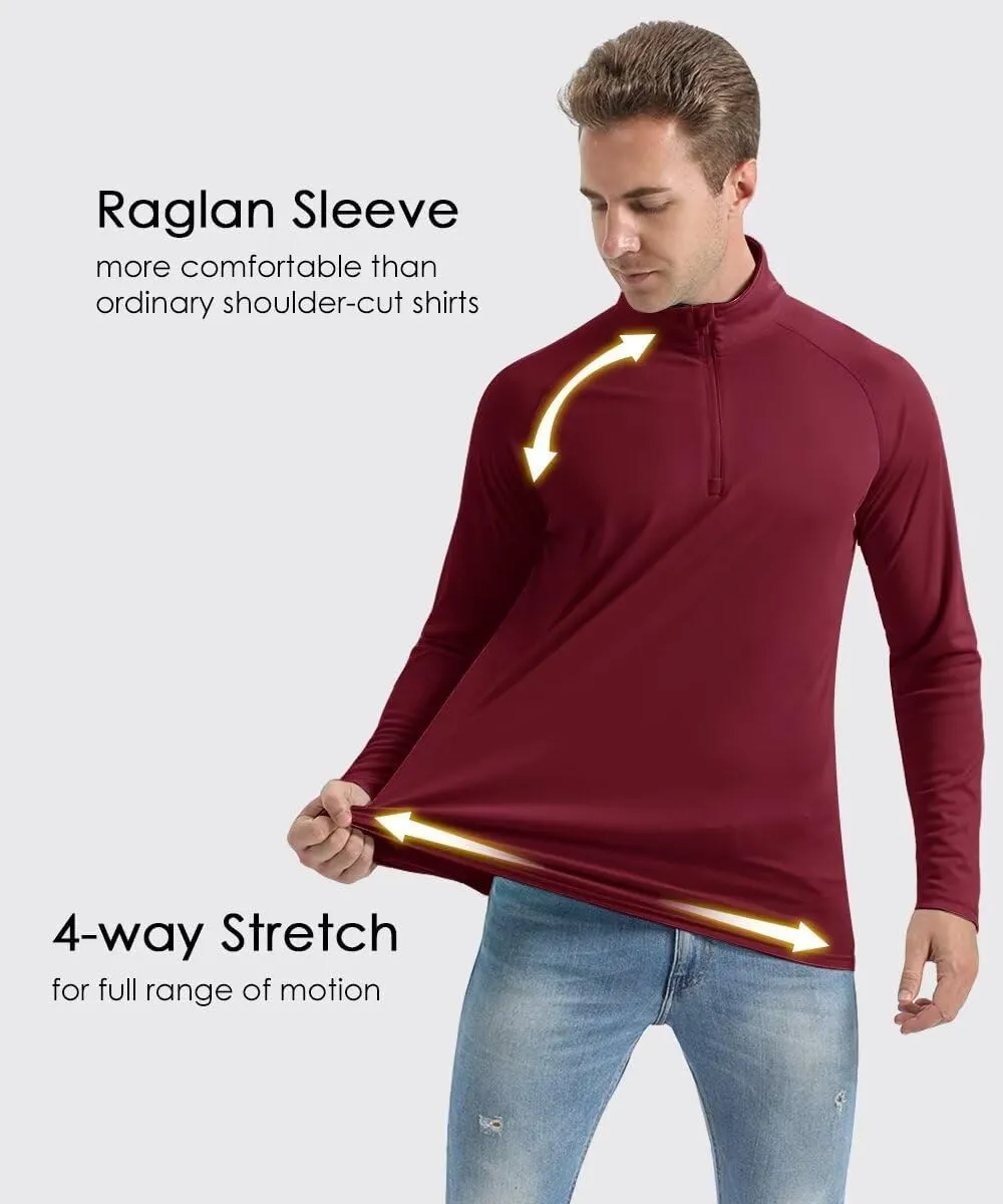 Boladeci Men's UPF 50  Sun Shirts 1/4 Zip Long Sleeve SPF UV Protection Lightweight Quick Dry Quarter Zip Golf Shirts