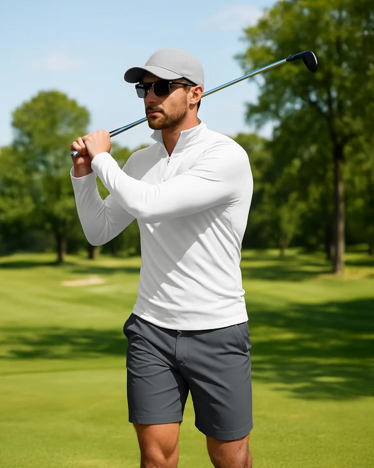 Boladeci Men's UPF 50  Sun Shirts 1/4 Zip Long Sleeve SPF UV Protection Lightweight Quick Dry Quarter Zip Golf Shirts