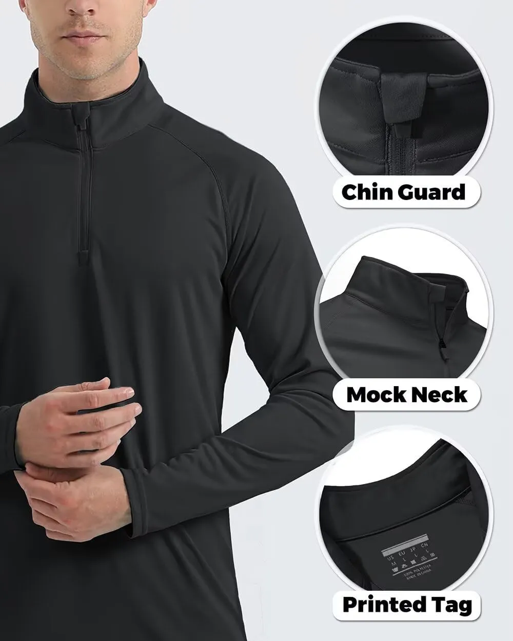 Boladeci Men's UPF 50  Sun Shirts 1/4 Zip Long Sleeve SPF UV Protection Lightweight Quick Dry Quarter Zip Golf Shirts