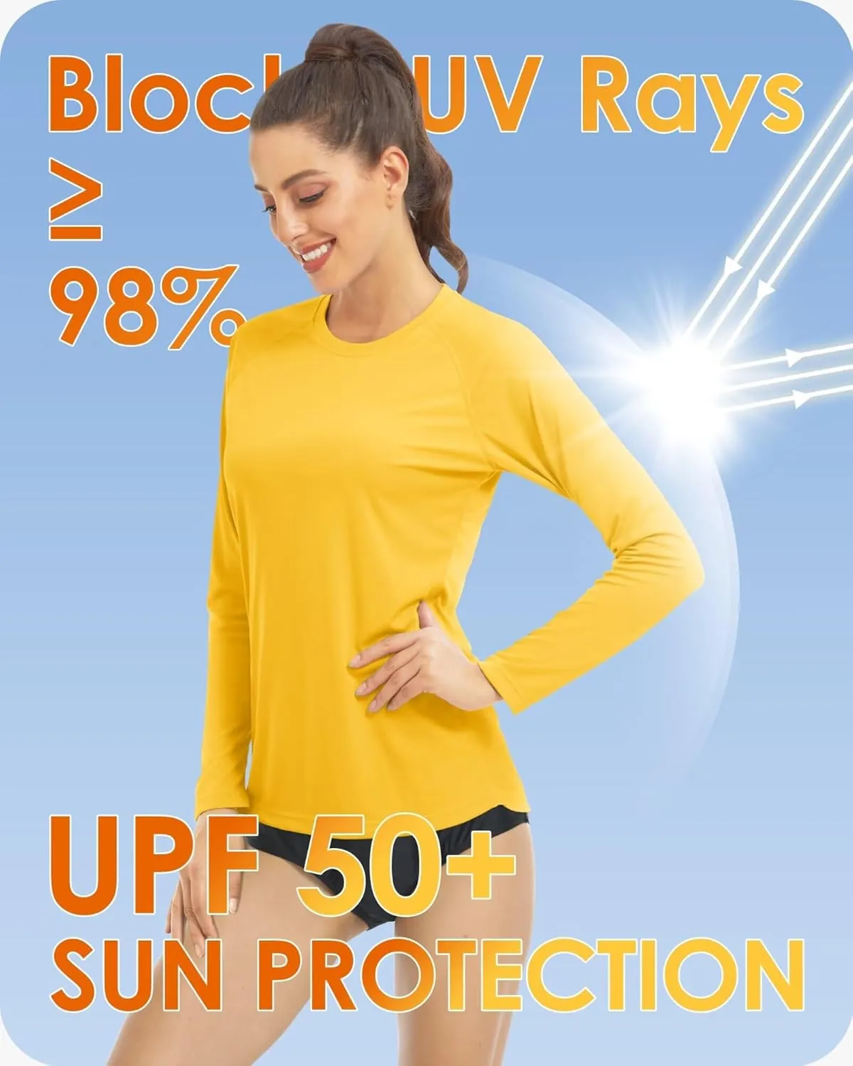 Boladeci Women's Sun Shirts UPF 50  UV Protection Rash Guard Long Sleeve Swim Shirts Quick Dry Lightweight Workout Tops