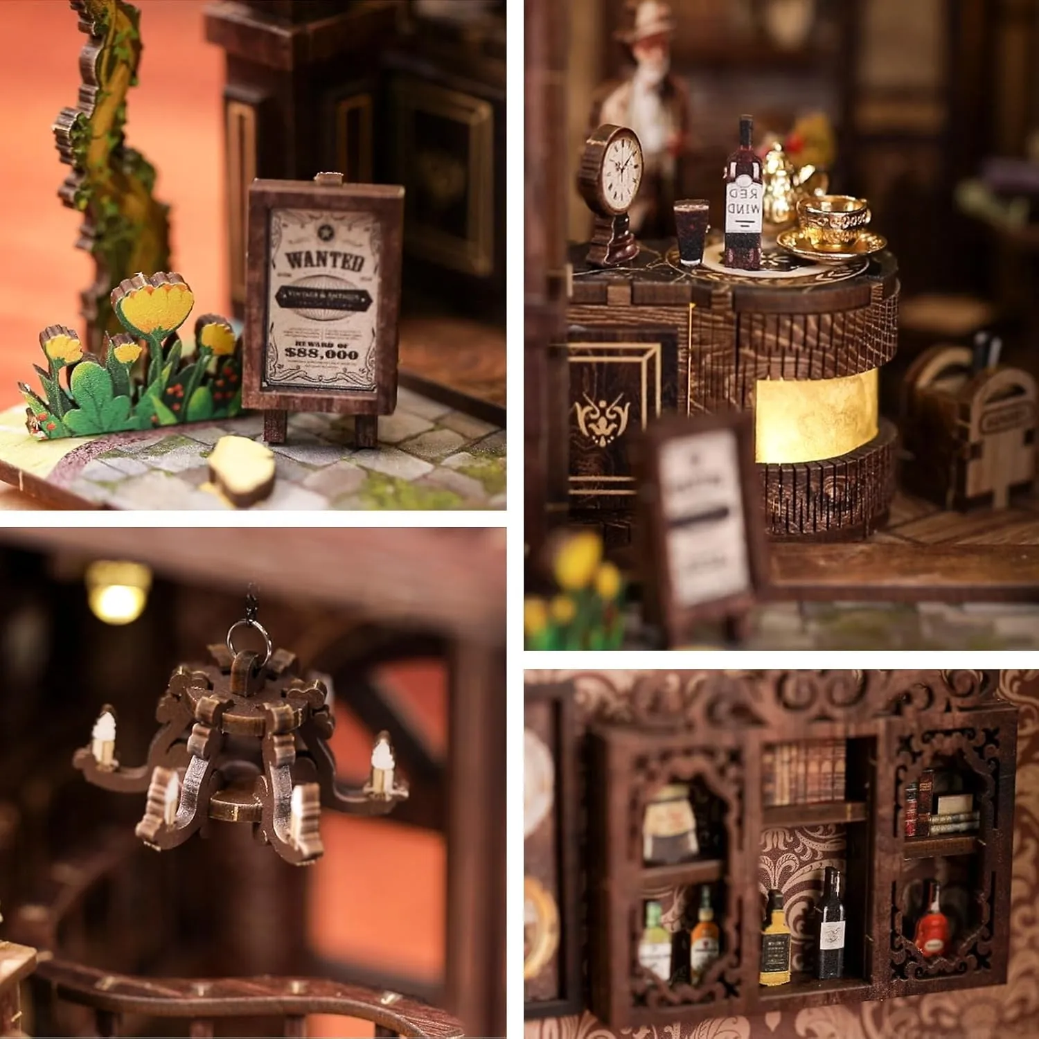 Book Nook Kit - DIY Miniature House Dollhouse Kit for Adults and Teens Booknook 3D Wooden Puzzle Creative Bookshelf Décor Decorative Bookend Serenity Coffee House