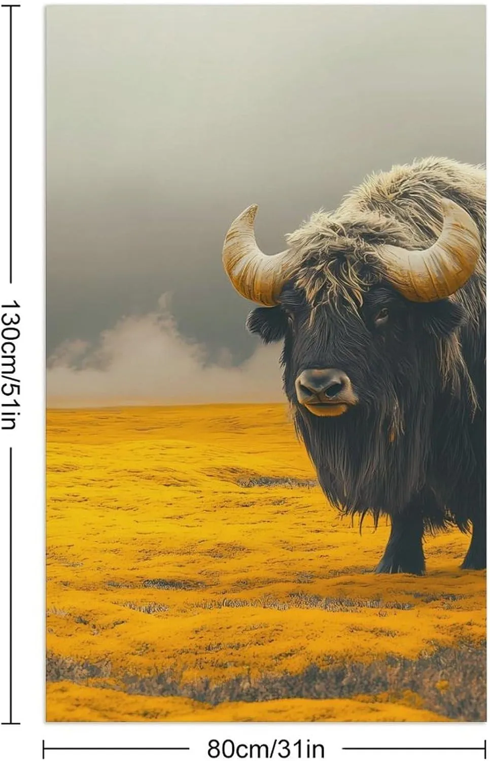 Bos Mutus in The Yellow Tundra Print Beach Towel Bath Towels for Pool Bathroom Absorbent 130x80cm