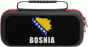 Bosnia and Herzegovina Map Flag Compatible with Switch Carrying Case Hard Travel Tote Bag Holds 20 Game Cartridges & Console