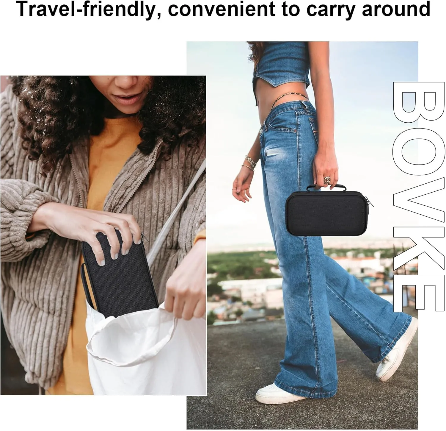 BOVKE Carrying Case Compatible with Blue Tees Golf Player  GPS Speaker with Touch Screen Display, Portable Golf GPS Speaker Holder with Extra Space for Charging Cables, Black Orange