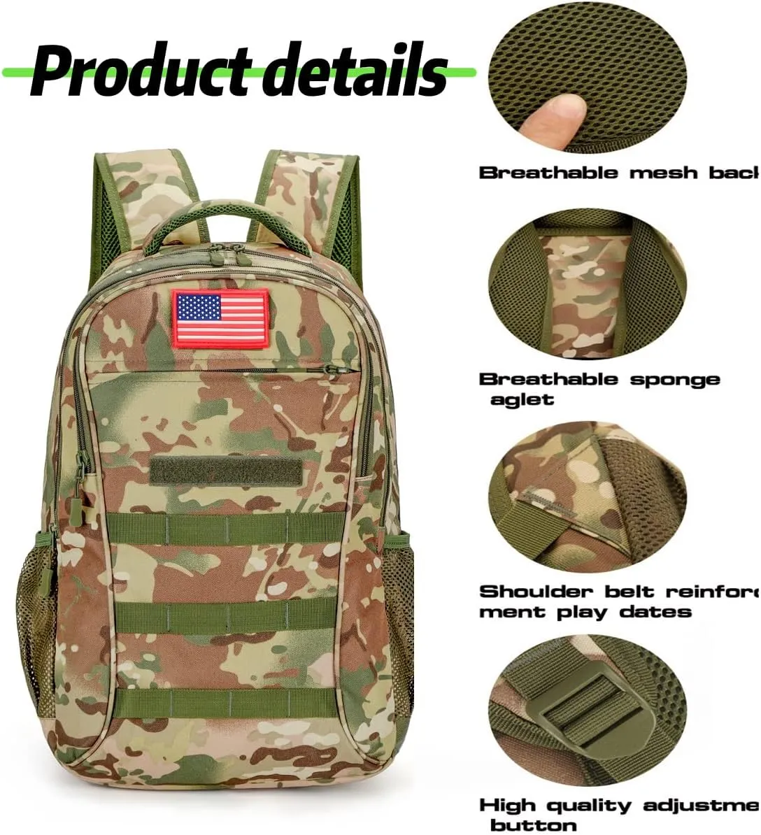 Boys Backpack for School,Military Teen Boys Backpack with USB Charging Pot,Camo Backpack Men 40L