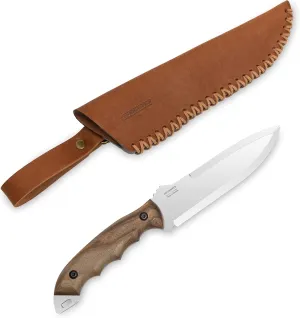 BPS Knives HK2 SSH - Handmade Stainless Steel Knife - Fixed Blade Full Tang Camping Hunting Bushcraft Knife With Leather Sheath - Outdoor Knives - Scandinavian Camp