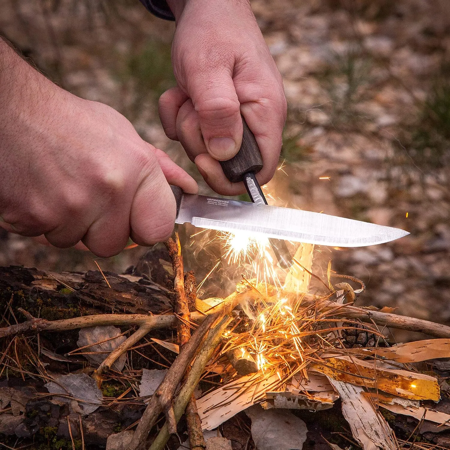 BPS Knives Nighthawk Adventurer - Camping Knife - Fixed-Blade Stainless Steel Survival Knife - Black Leather Sheath and Firestarter - Outdoor Full Tang Knives - Bushcraft Knives