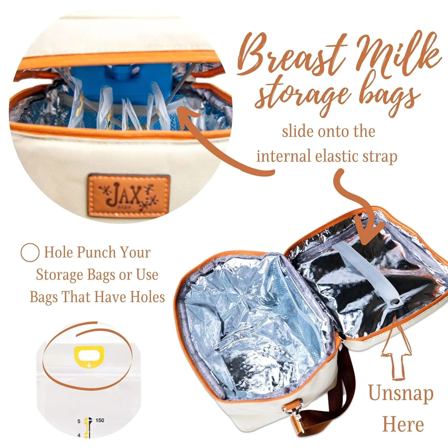 Breastmilk Cooler Bag - Breastmilk Storage Container for 6 Tall Bottles or Breastmilk Storage Bags - Keeps Breast Milk Storing Bags or Formula Cold - Shoulder Bag, Mesh Pocket for Ice Pack