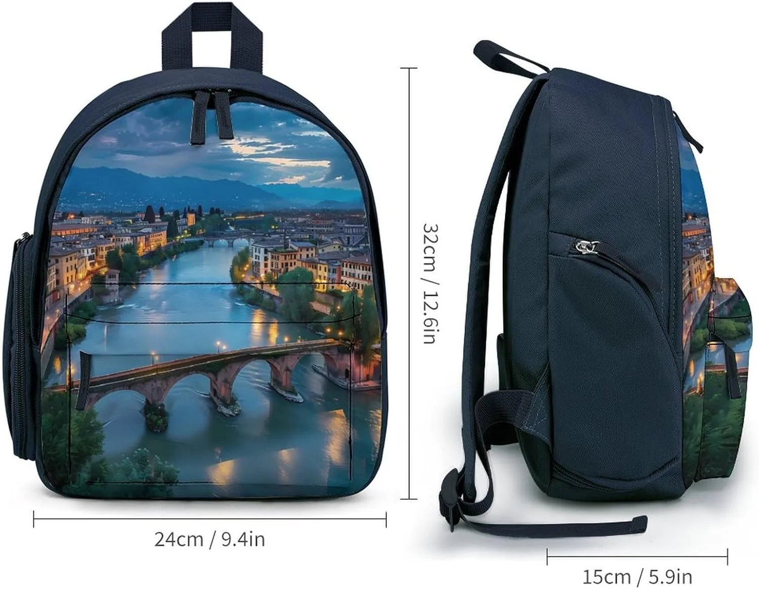 Bridge Ponte Degli Alpini at River Brenta Cute Backpack Lightweight Mini Shoulder Bag Travel Daypack for Camping Picnic