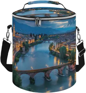 Bridge Ponte Degli Alpini at River Brenta Insulated Lunch Bag Reusable Cooler Tote Bag for Camping Picnic Beach Work