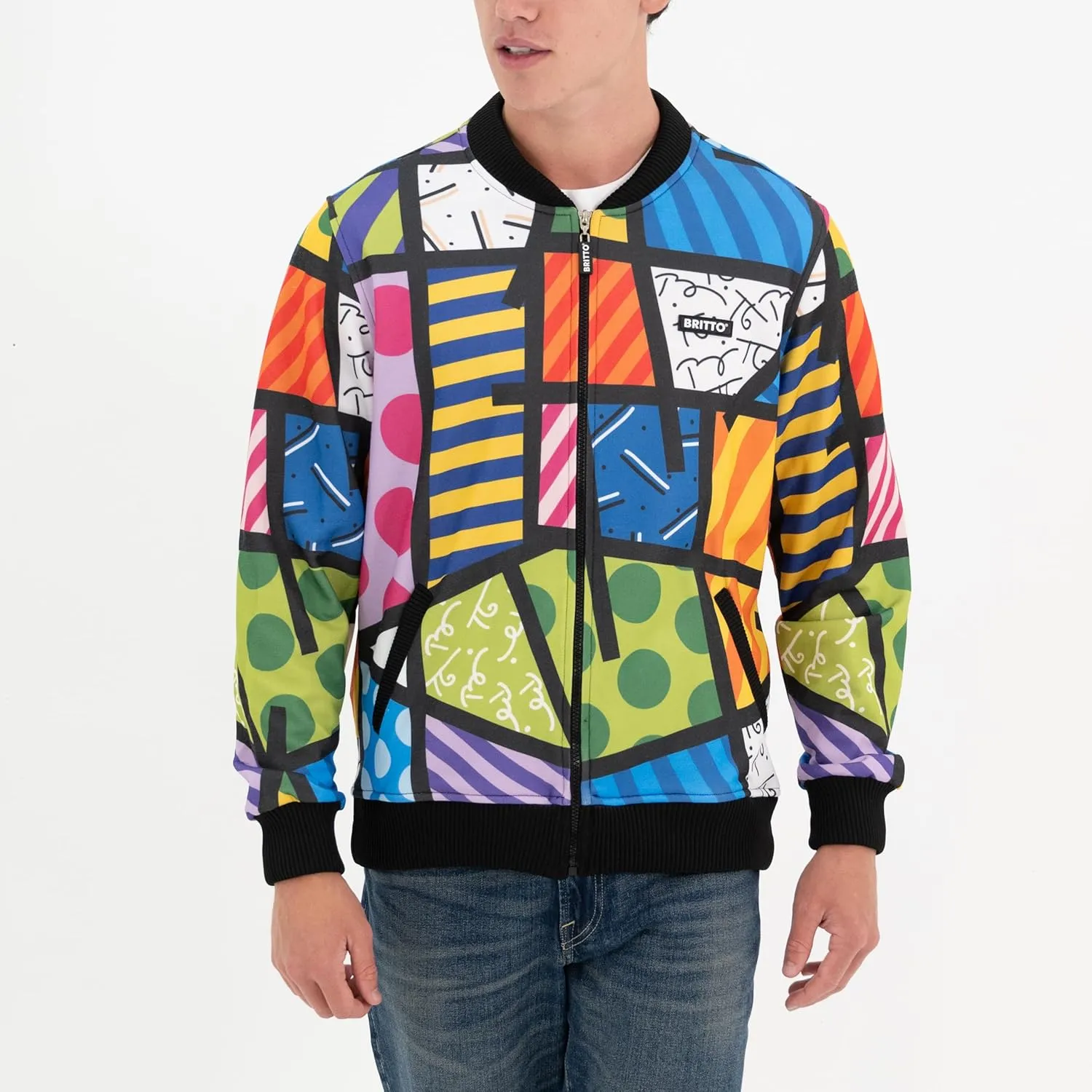Britto Bomber Jacket Lightweight Stylish Casual Fashion Windbreaker Zip Up Coat with Pockets