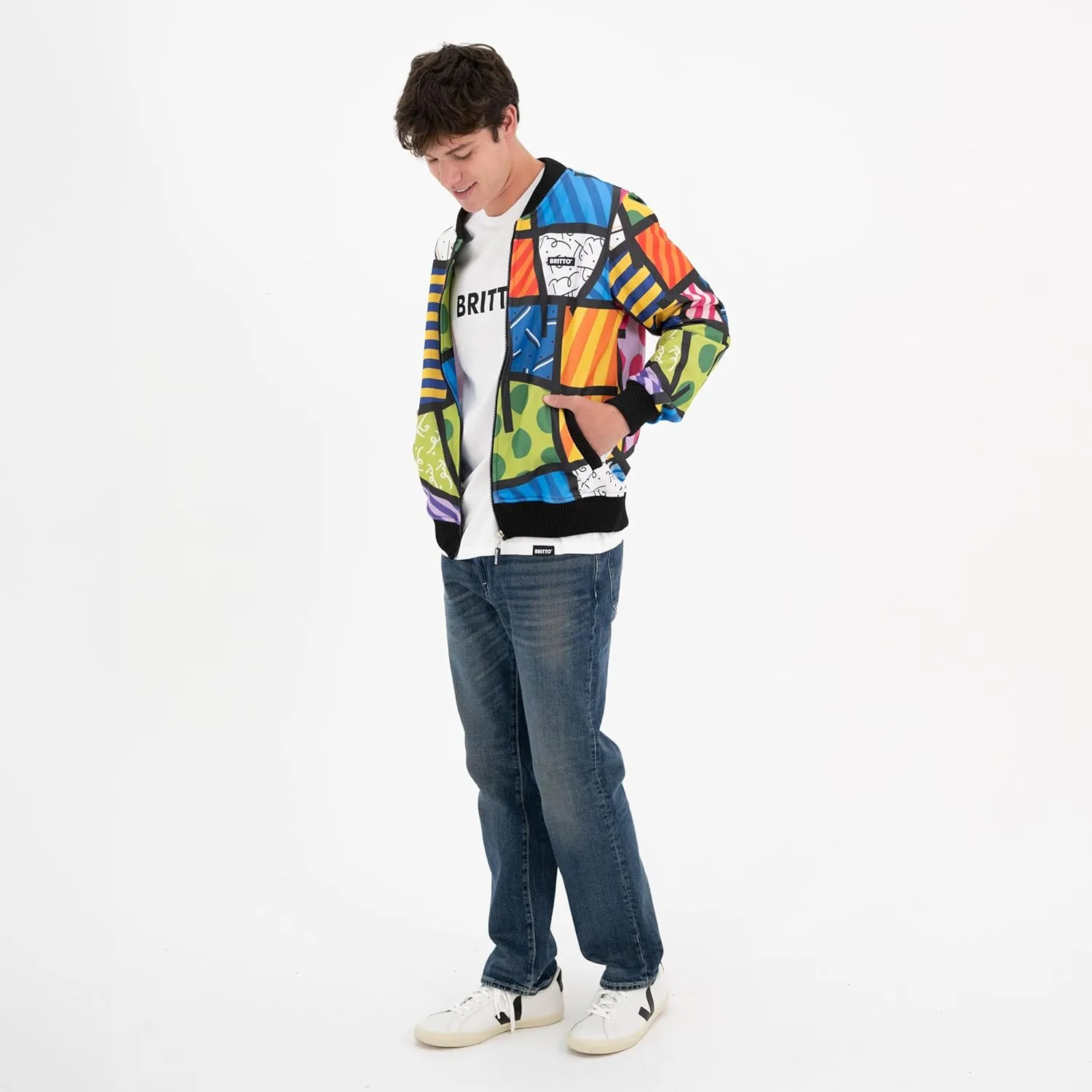 Britto Bomber Jacket Lightweight Stylish Casual Fashion Windbreaker Zip Up Coat with Pockets