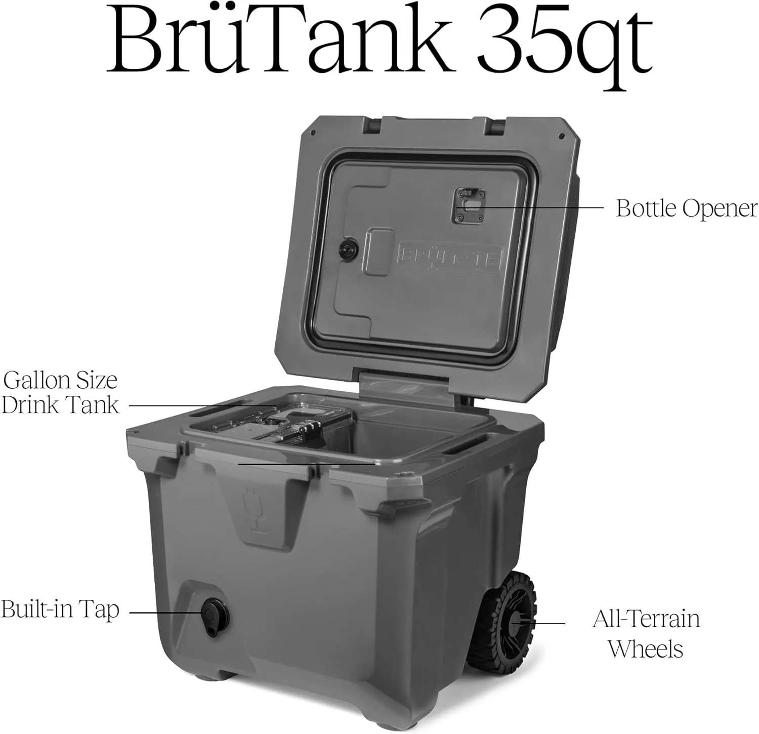 BrüMate BrüTank Wheeled Hard Cooler with Built-in Drink Dispenser Tank and Tap | Perfect for Beach, Tailgating, Drinks, Camping, Sports Games, Parties and More