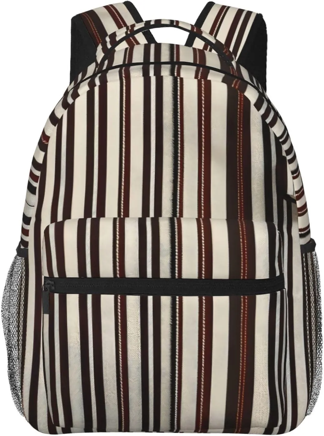 Brown Stripe Leisure Lightweight Double-Shoulder Backpack,Simple Canvas, And Spacious Design
