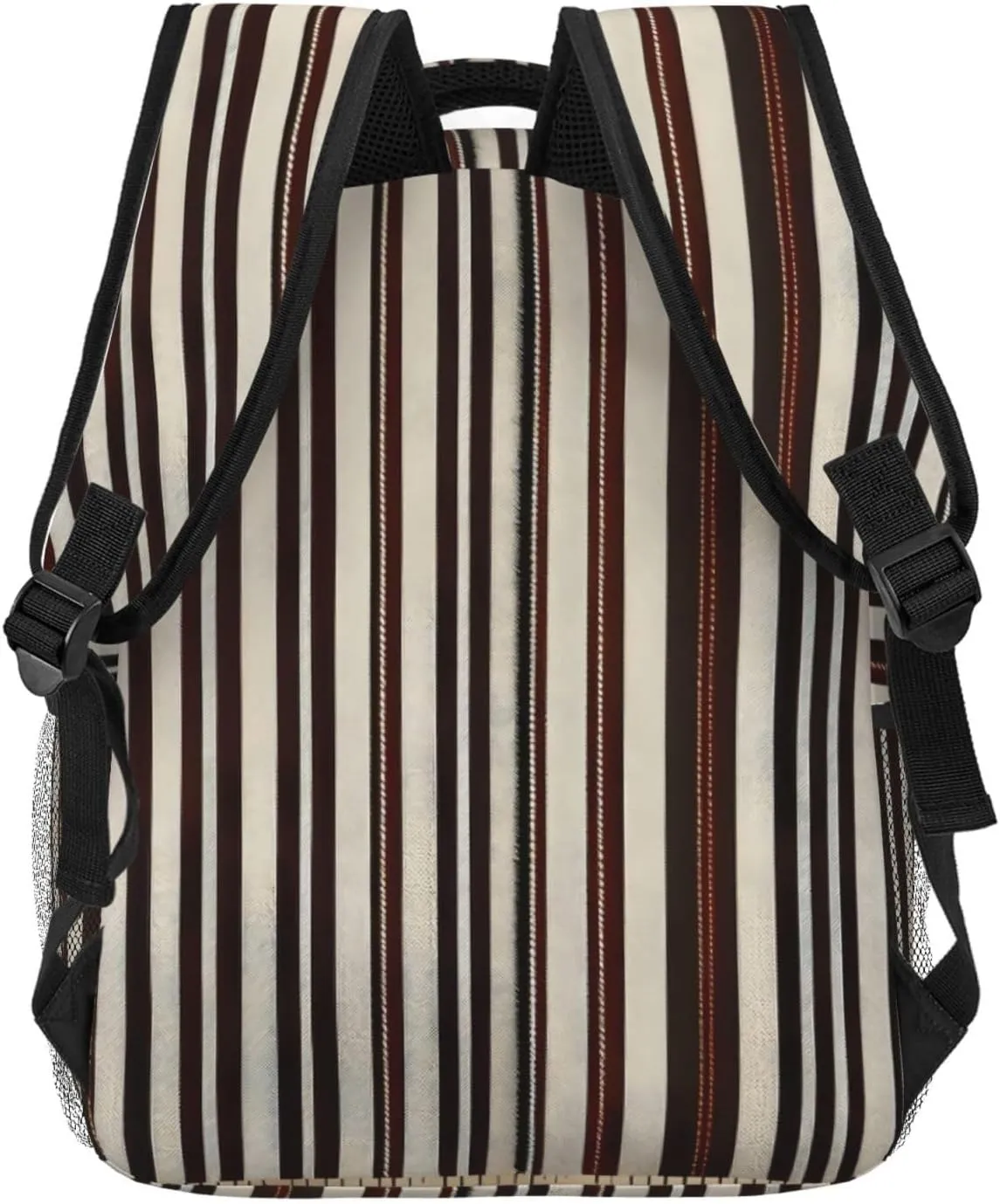 Brown Stripe Leisure Lightweight Double-Shoulder Backpack,Simple Canvas, And Spacious Design