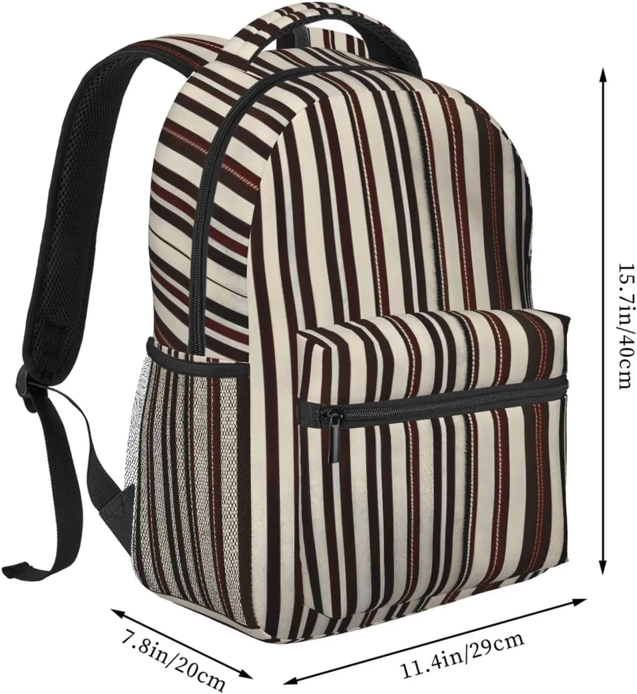 Brown Stripe Leisure Lightweight Double-Shoulder Backpack,Simple Canvas, And Spacious Design