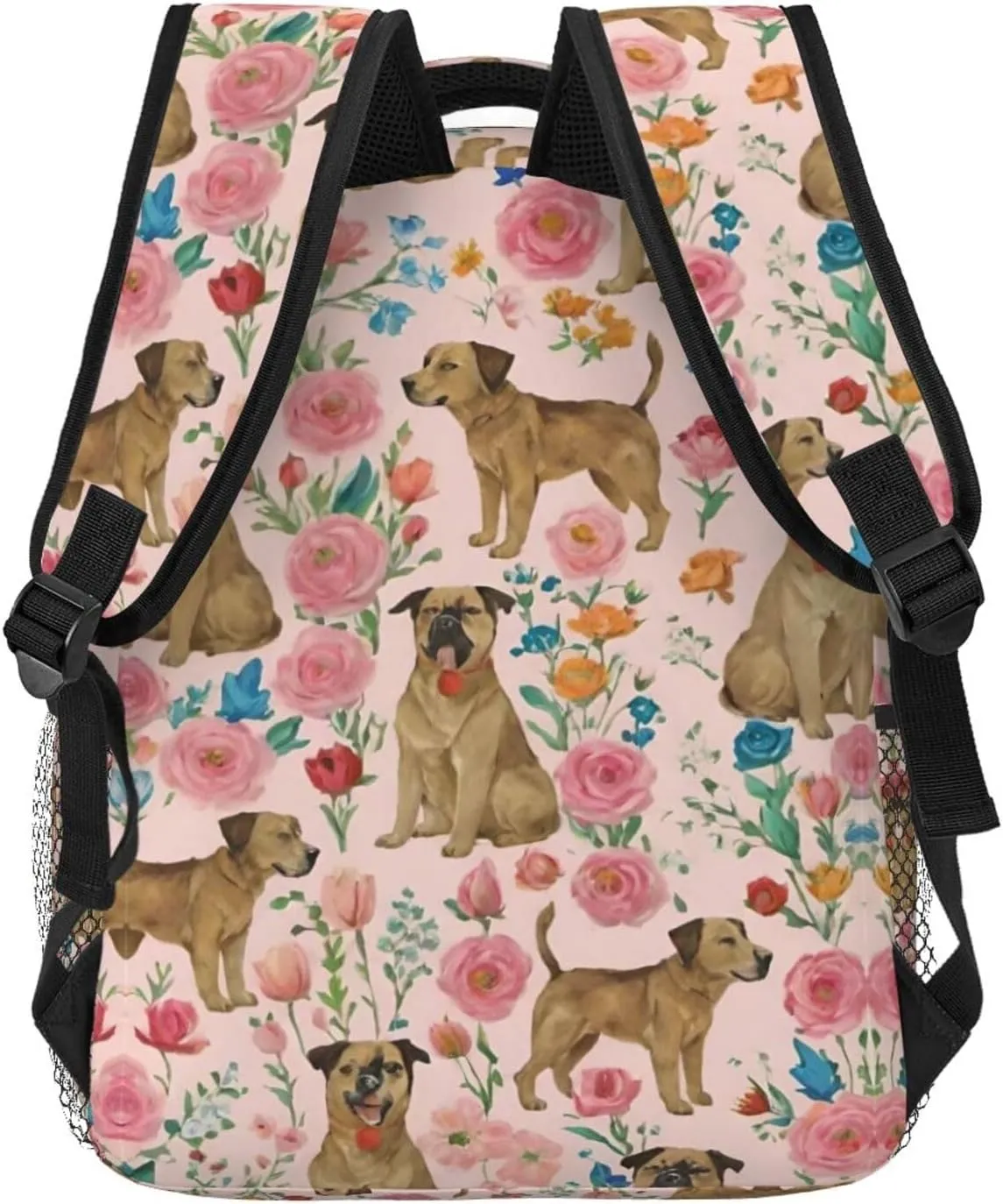 Brussels Griffon Dog Floral Art Rucksacks Lightweight Multipurpose Anti-Theft Shoulder Bag Large Capacity Business Computer Bag With Smooth Zippers