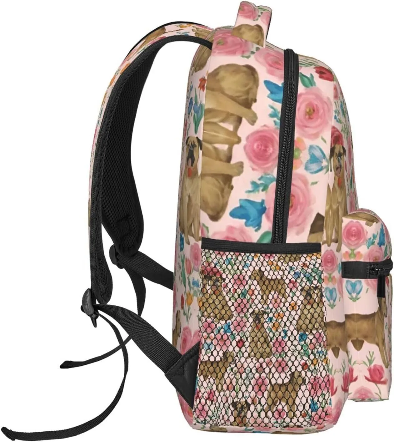 Brussels Griffon Dog Floral Art Rucksacks Lightweight Multipurpose Anti-Theft Shoulder Bag Large Capacity Business Computer Bag With Smooth Zippers