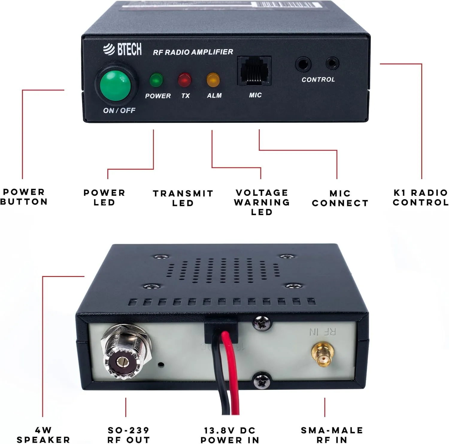 BTECH AMP-V25 Amplifier | 20-40W Power Boost for VHF (136-174MHz) | Compatible with Handheld Radios | Amplifies Analog and Digital Modes | Ideal for Mobile, Field, & Home Use