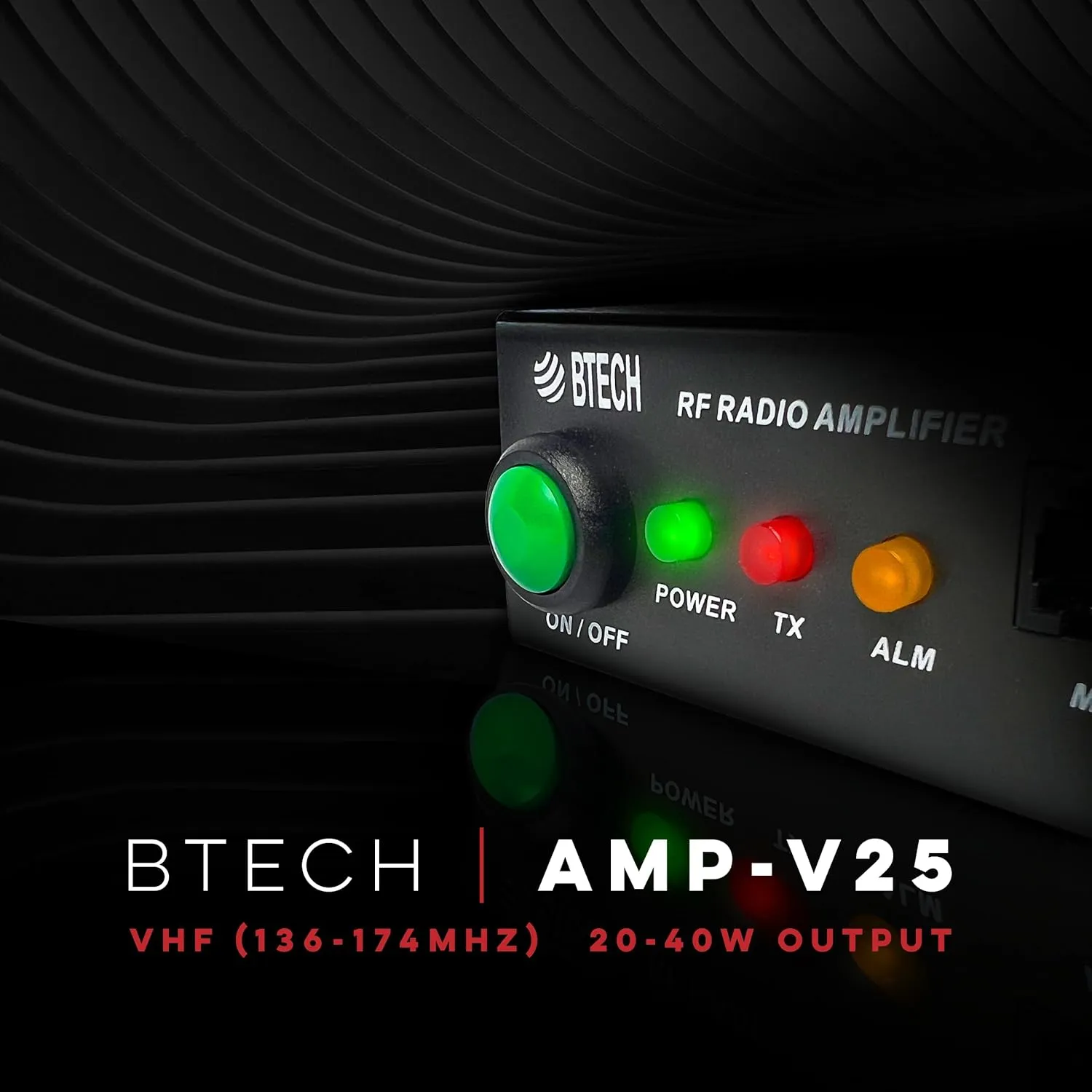 BTECH AMP-V25 Amplifier | 20-40W Power Boost for VHF (136-174MHz) | Compatible with Handheld Radios | Amplifies Analog and Digital Modes | Ideal for Mobile, Field, & Home Use