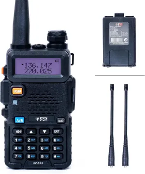BTECH UV-5X3 Tri-Band Radio: High-Power Amateur Handheld with USB-C Charging - VHF, 1.25M, UHF - Customizable Features - Comprehensive Accessory Bundle Included