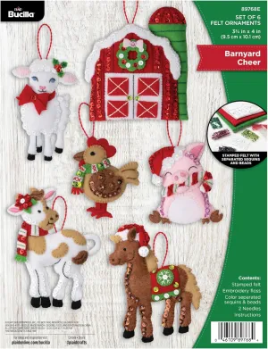 Bucilla 6, Barnyard Cheer, Perfect for DIY Arts and Crafts Felt Applique 4 Piece Ornament Making Kit