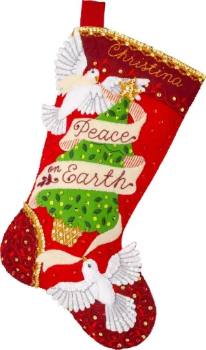 Bucilla, Peaceful Doves, Felt Applique 18" Stocking Making Kit, Perfect for DIY Arts and Crafts, 89625E