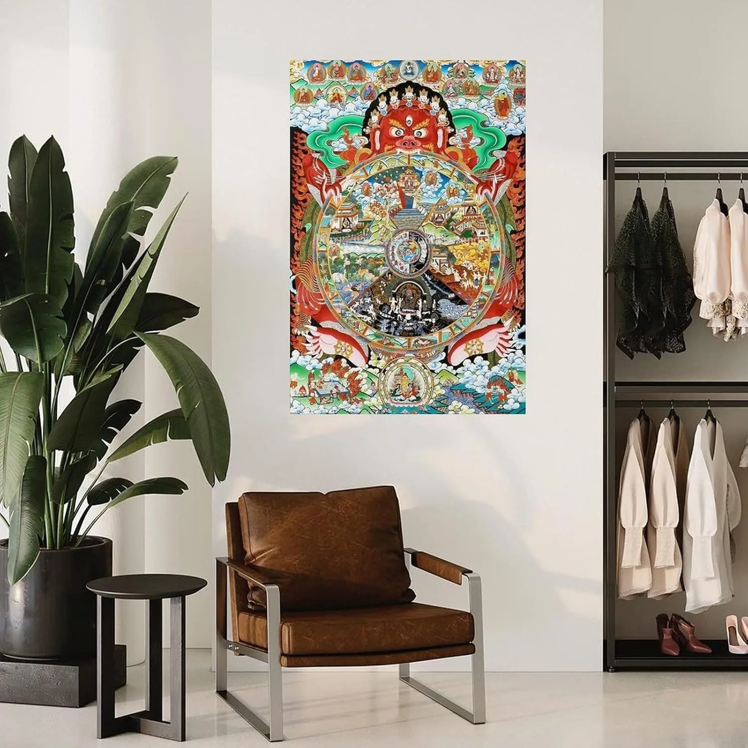Buddhist Thangka Wheel of Life Art Poster 4 Canvas Painting Posters And Prints Wall Art for Living Room Bedroom Decor 24x36inch(60x90cm)