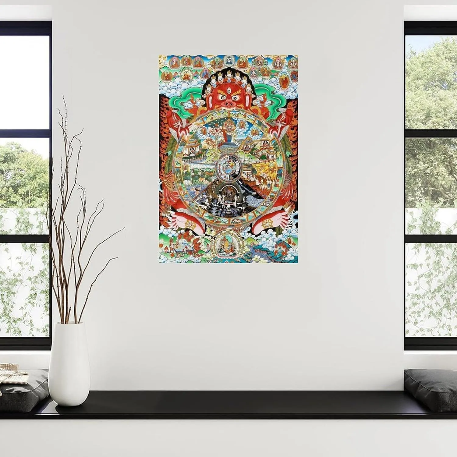 Buddhist Thangka Wheel of Life Art Poster 4 Canvas Painting Posters And Prints Wall Art for Living Room Bedroom Decor 24x36inch(60x90cm)
