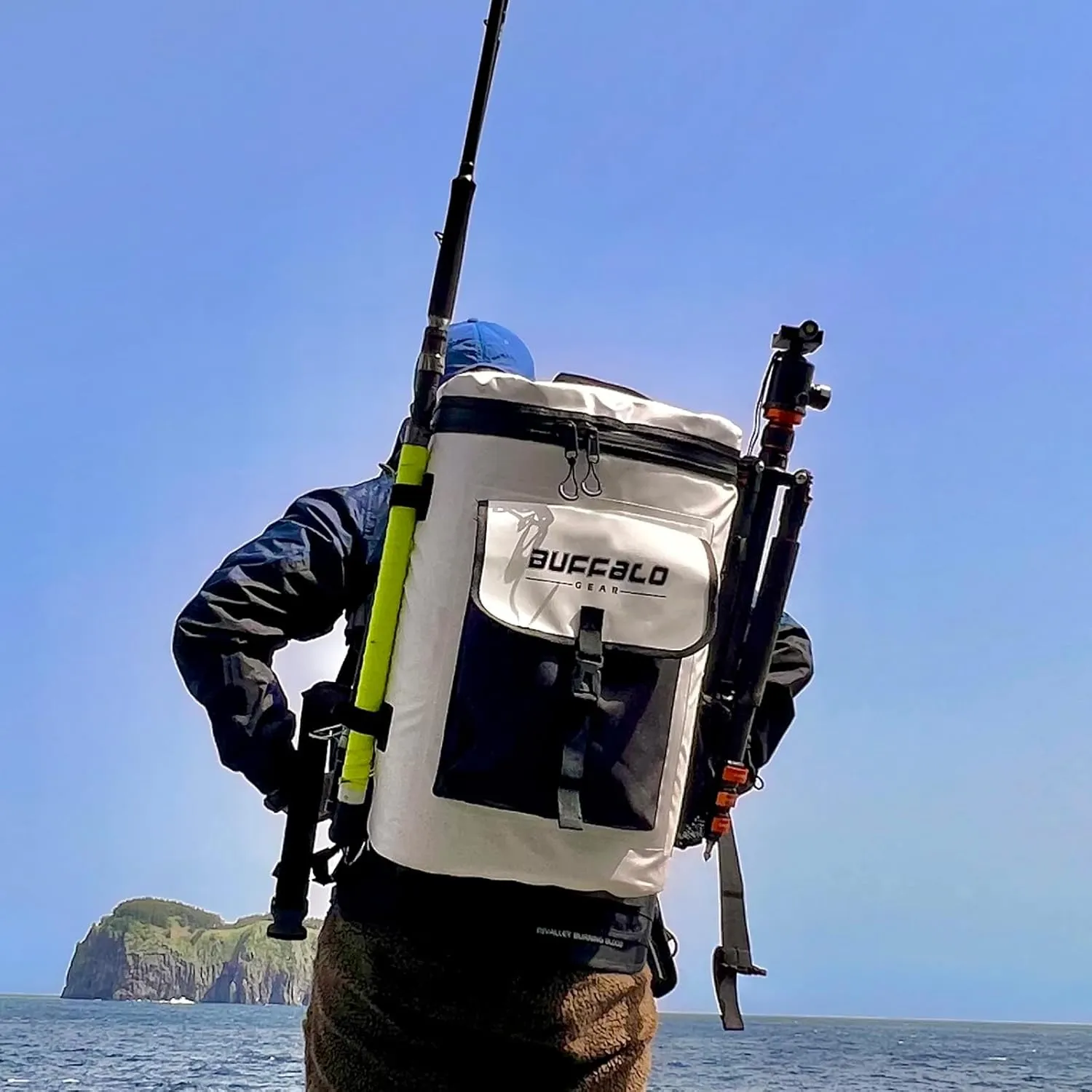 Buffalo Gear Fish Cooler Backpack 32Qt Waterproof Fishing Backpack Cooler Portable Fish Bag, Keep Ice Cold More Than 24 Hours