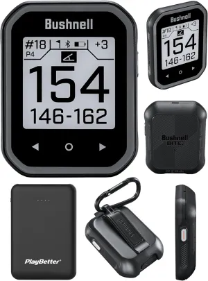 Bushnell Phantom 3 (Black) Slope Golf GPS Handheld Bundle - Touchscreen, Auto Course & Hole Recognition, Auto-Prompt Score Entry with PlayBetter Portable Charger, Belt Clip & Carabiner