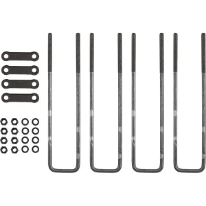 Buyers Products UB623516 16 Inch Square Bend U-Bolt Kit, 4 Complete U Bolt Kits, 5/8" Bolt, 1/2" x 4 1/4" Tie Bars, Grade 5 Equivalent Hardware