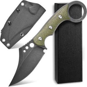 C1116 Fixed Blade Knife,D2 Steel Blade  Micarta Handle Outdoor Survival Camping Claw Knife with Kydex Sheaths(Green) …
