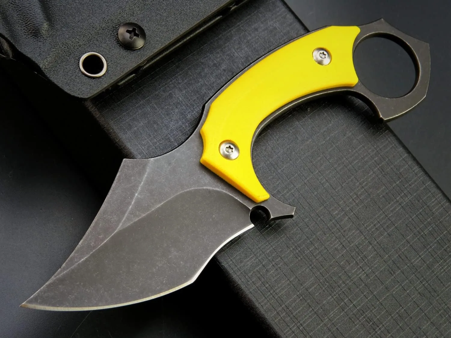 C1299 Fixed Blade Knife,D2 Steel G10 Handle Outdoor Claw Teeth Knife for Camping, Hiking, Fishing with kydex Sheath(Yellow) …