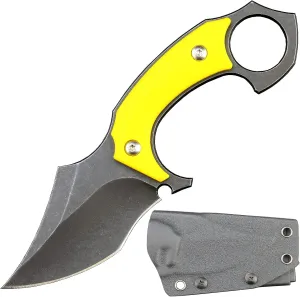 C1299 Fixed Blade Knife,D2 Steel G10 Handle Outdoor Claw Teeth Knife for Camping, Hiking, Fishing with kydex Sheath(Yellow) …