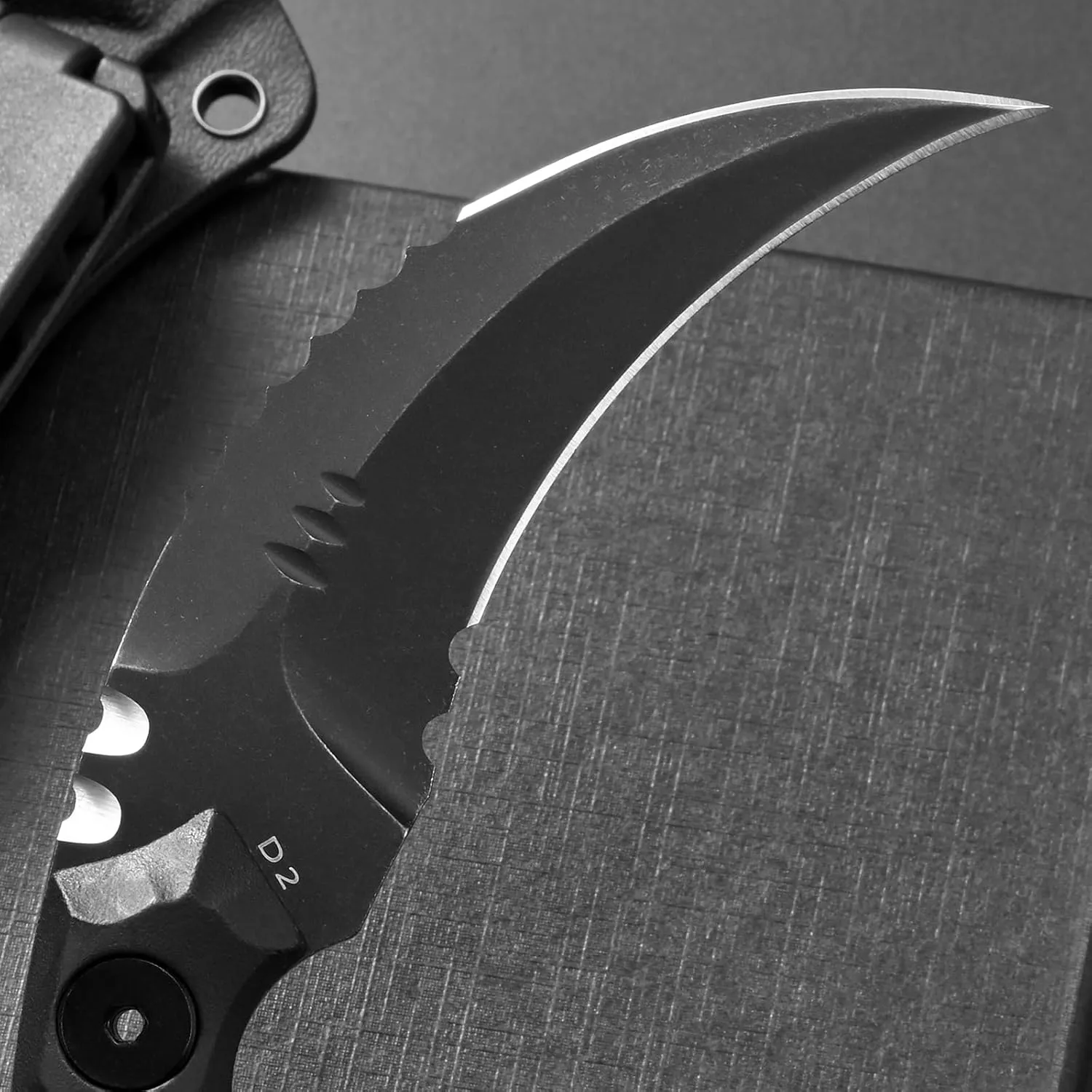 C1691N Fixed Blade Knife,D2 Steel Nylon Fiberglass Handle Outdoor Claw Knife for Survival, Hiking, Camping with Kydex Sheaths(Black)