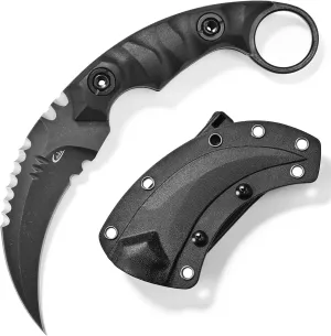 C1691N Fixed Blade Knife,D2 Steel Nylon Fiberglass Handle Outdoor Claw Knife for Survival, Hiking, Camping with Kydex Sheaths(Black)