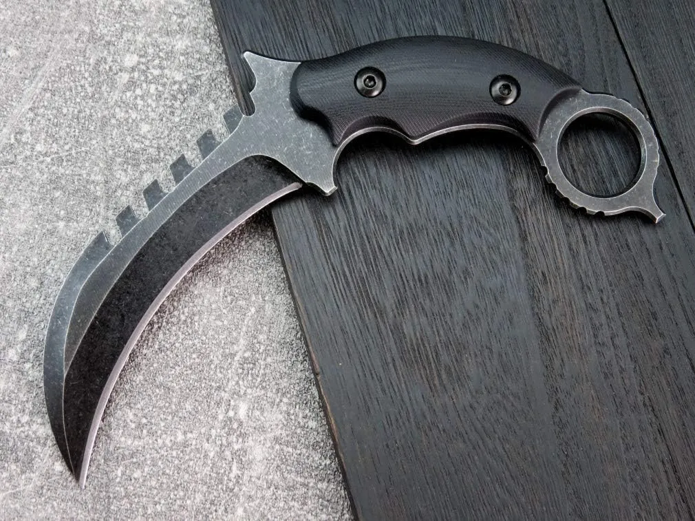 C1696 Fixed Blade Knife, D2 Steel G10 Handle 4.3 Inches, Outdoor Survival Camping EDC Tools with Kydex Sheaths(Black)