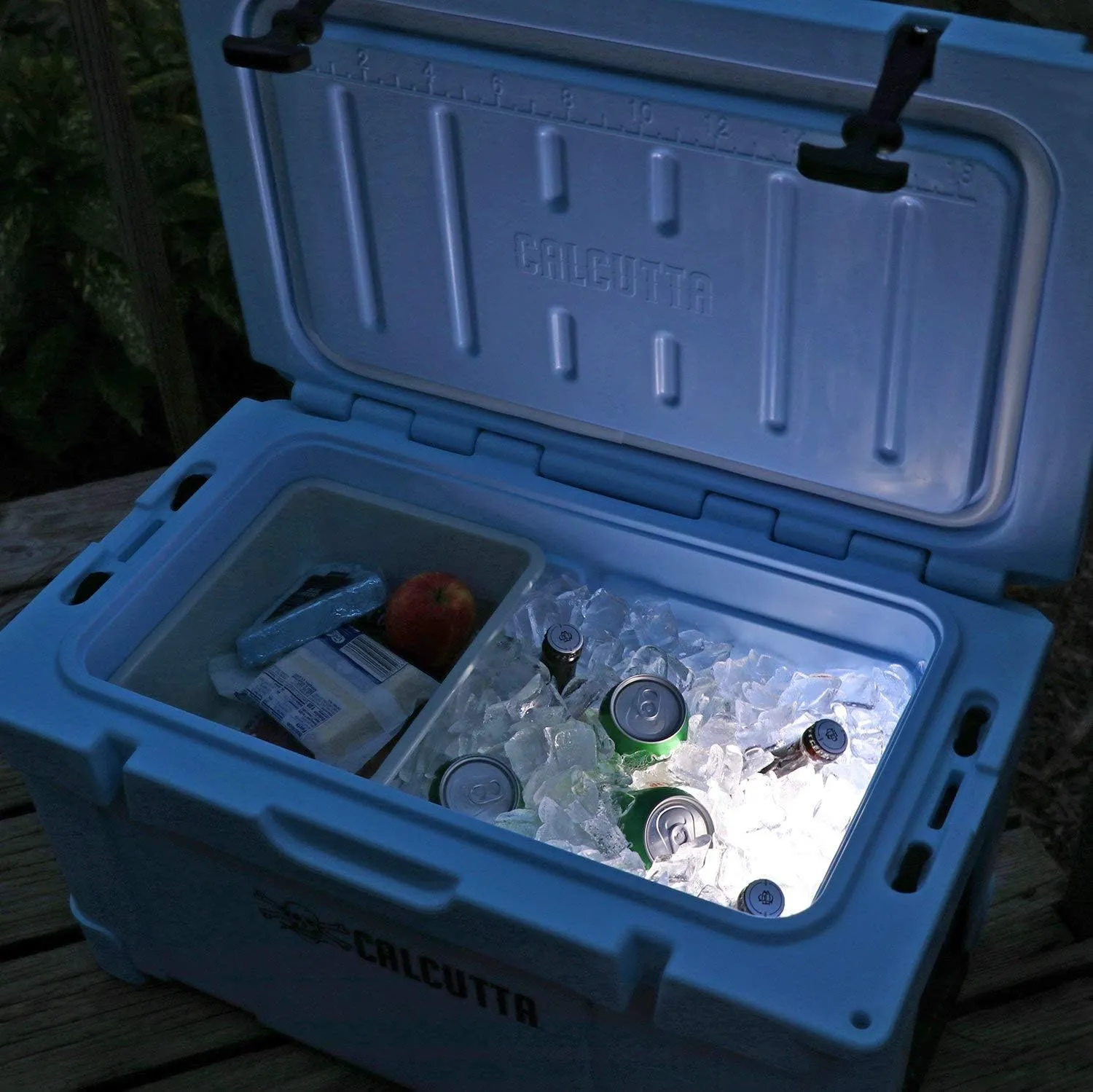Calcutta Hard Cooler | Insulated Outdoor Ice Chest Keeps Ice for 5 Days | Portable Cooler for Fishing, Boating and Camping | Travel Drink Cooler with a Drain Plug and Built-in Light | 35 Liter