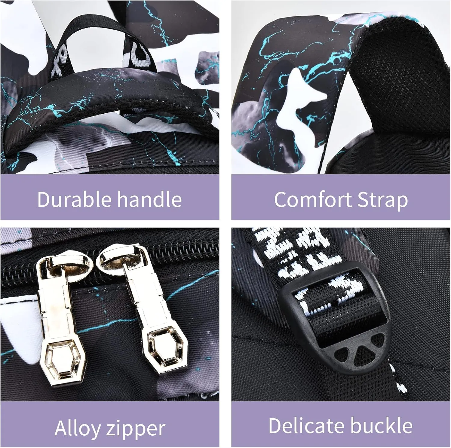 Camo Backpack Set with Lunch Bag Lightweight Waterproof School Backpack Bookbag for Boys Girls