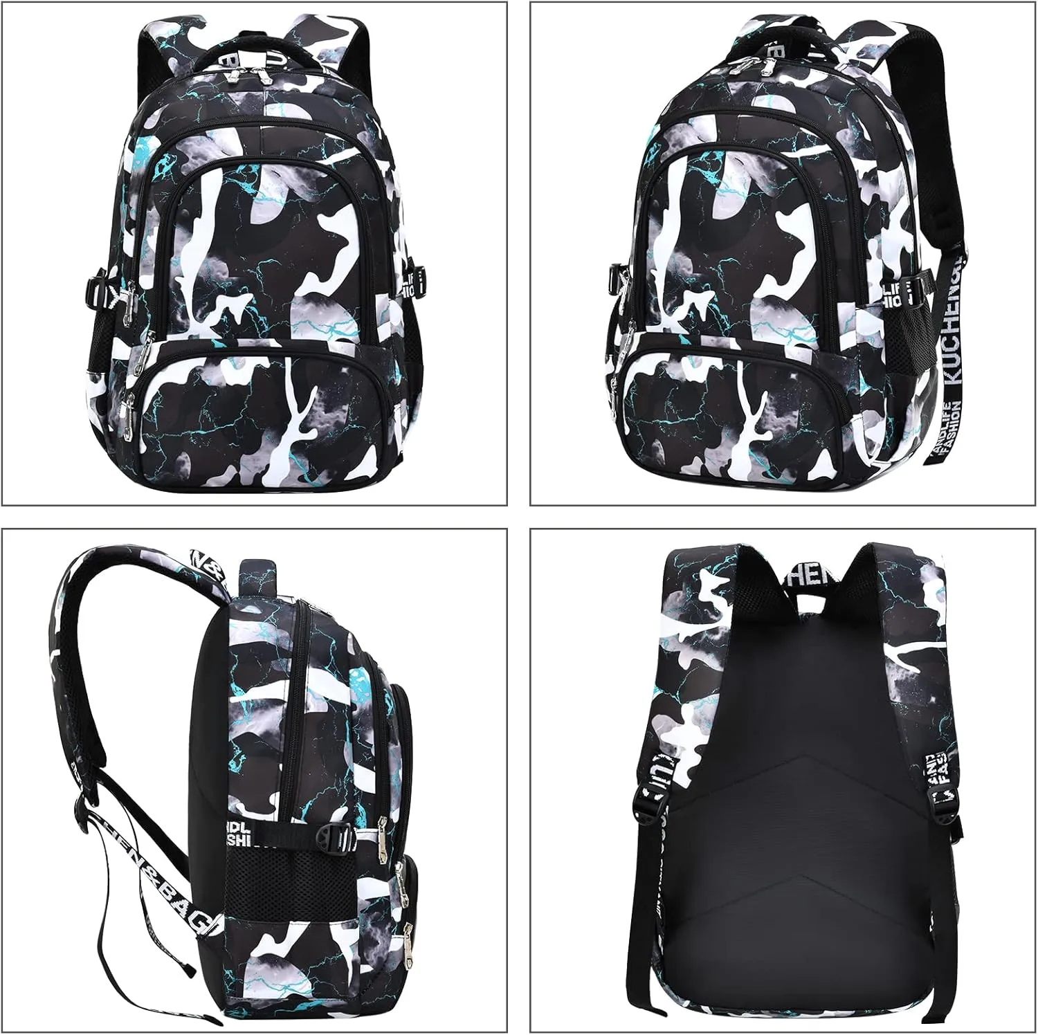 Camo Backpack Set with Lunch Bag Lightweight Waterproof School Backpack Bookbag for Boys Girls