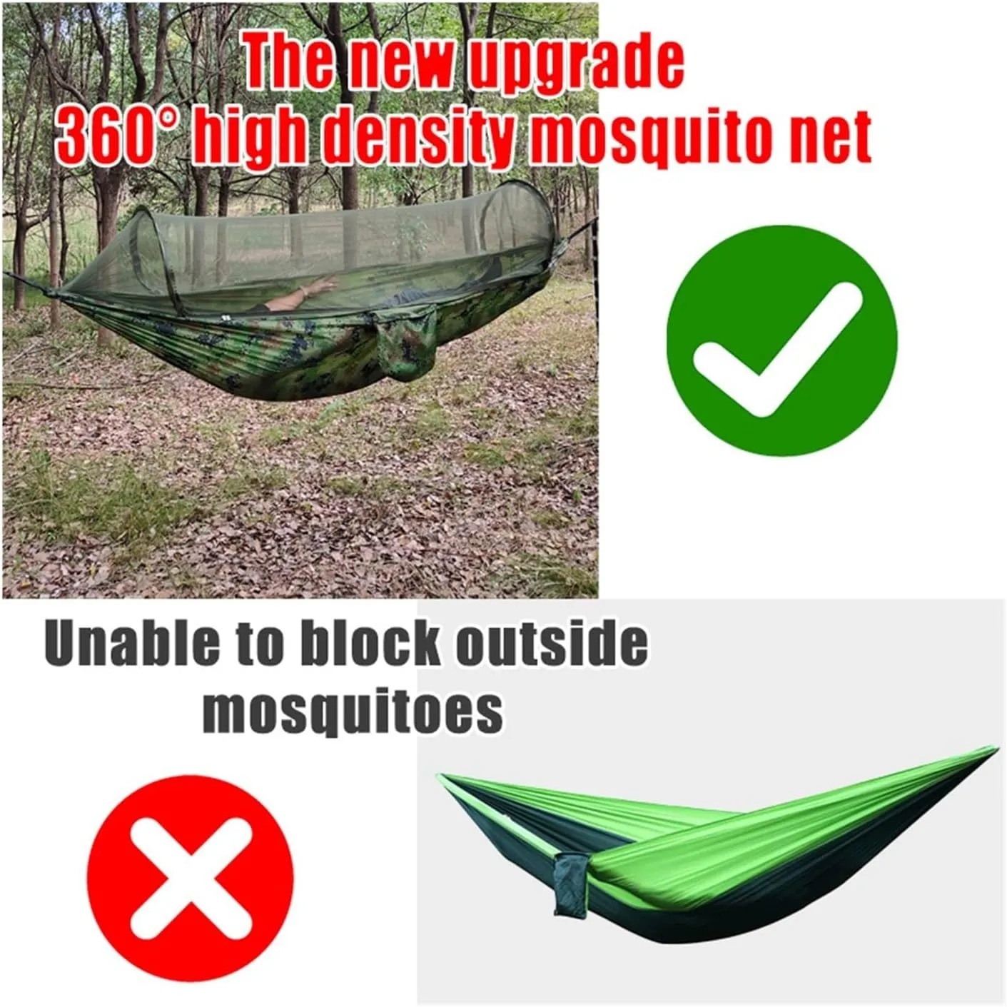 Camp 260x140cm Outdoor Double Camping Hammock with Mosquito Net and Rain Fly Tarp Lightweight Parachute Hammocks Travel Hiking Strong
