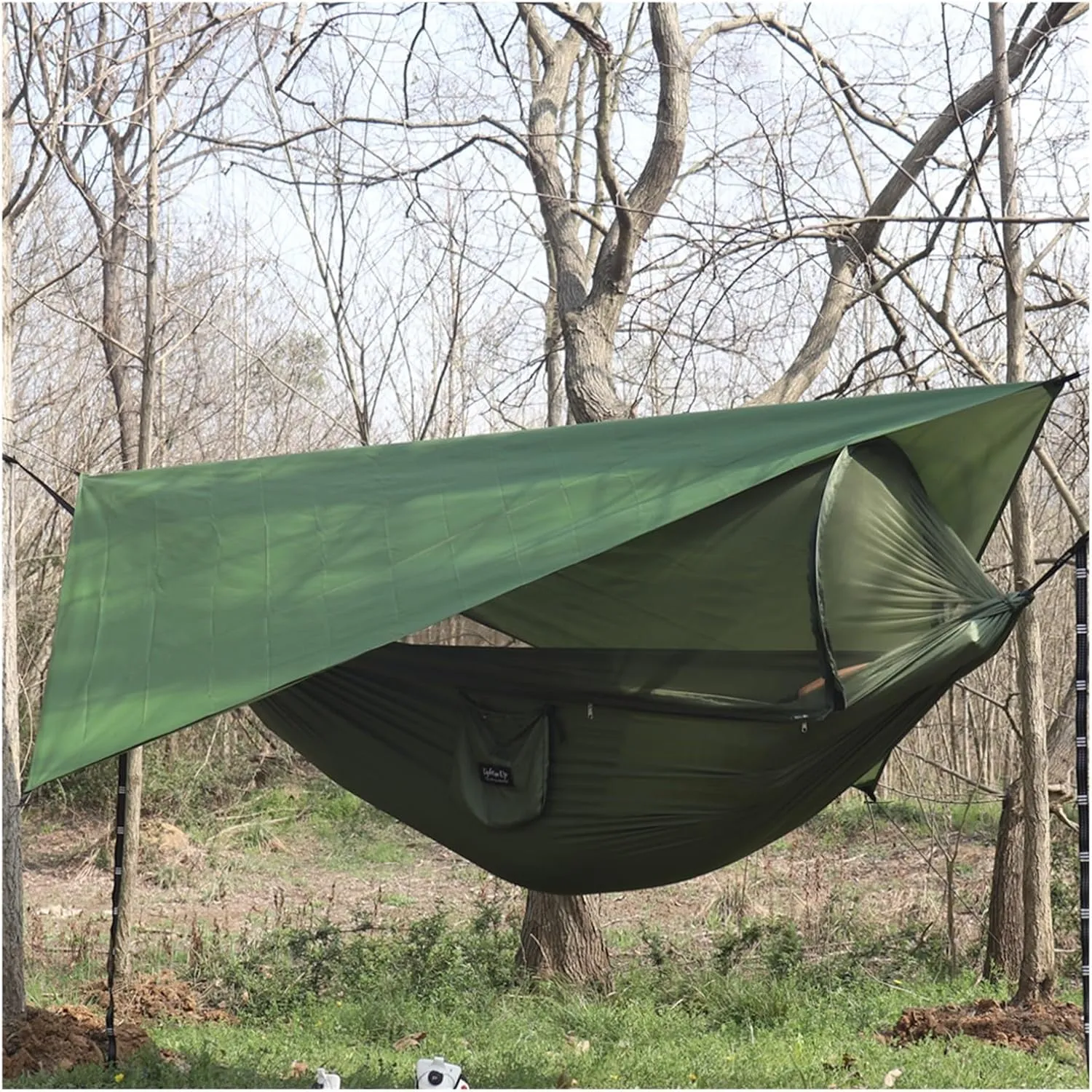Camp 260x140cm Outdoor Double Camping Hammock with Mosquito Net and Rain Fly Tarp Lightweight Parachute Hammocks Travel Hiking Strong