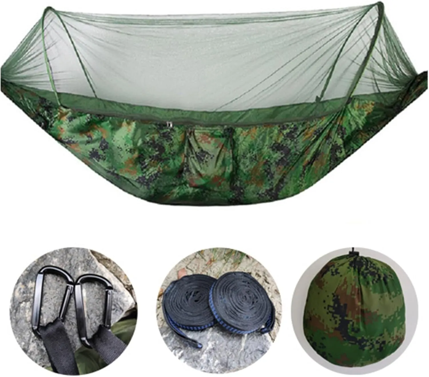 Camp 260x140cm Outdoor Double Camping Hammock with Mosquito Net and Rain Fly Tarp Lightweight Parachute Hammocks Travel Hiking Strong
