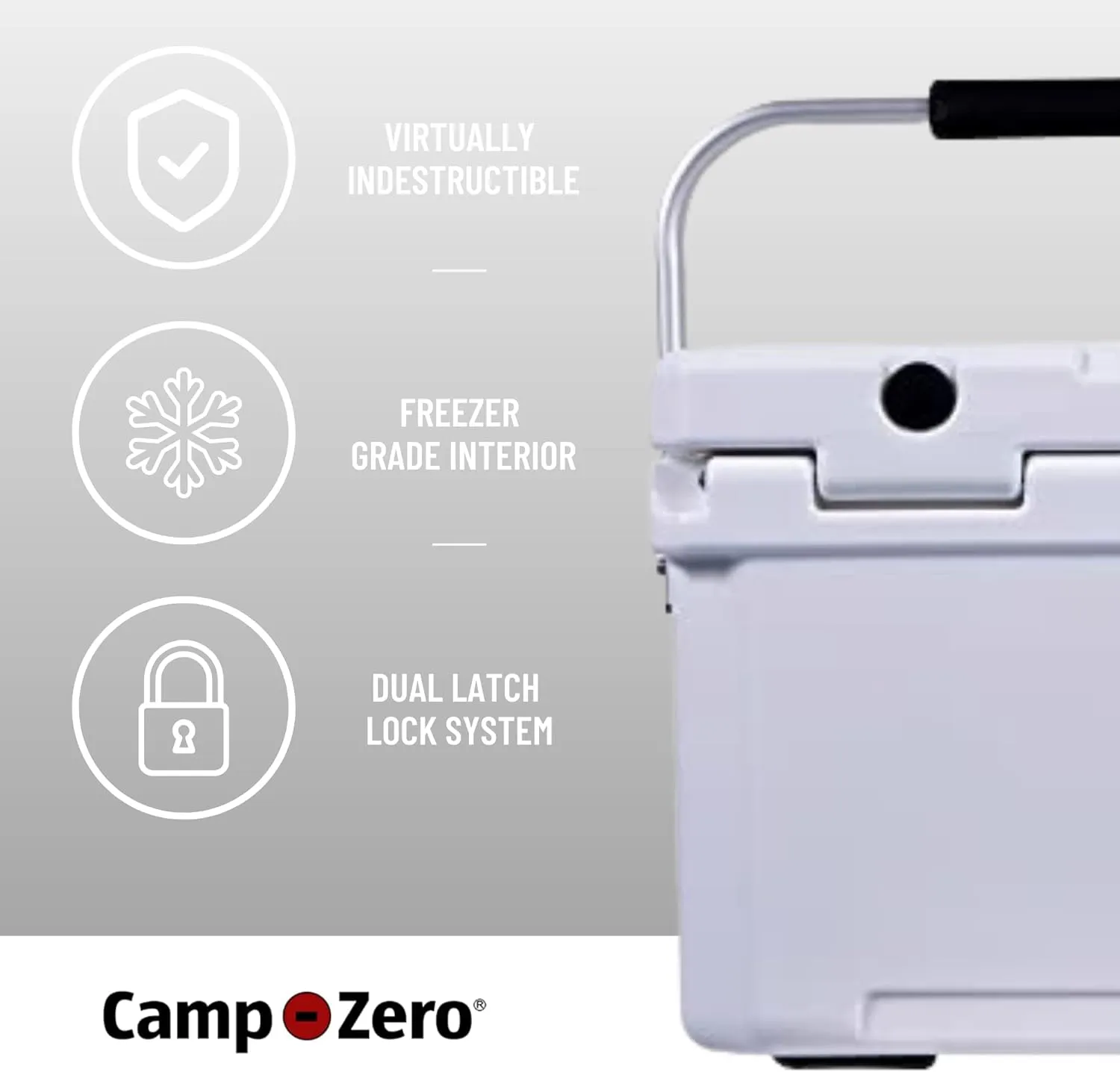 CAMP-ZERO 21 Quart Rotomolded Hard Cooler - Insulated Ice Chest with 4 Cup Holders - Bear-Proof Travel Ice Box for Beverage, Drink, BBQ, Fishing, Camping, Outdoor