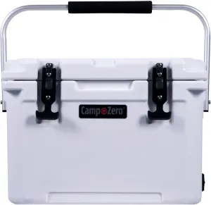 CAMP-ZERO 21 Quart Rotomolded Hard Cooler - Insulated Ice Chest with 4 Cup Holders - Bear-Proof Travel Ice Box for Beverage, Drink, BBQ, Fishing, Camping, Outdoor