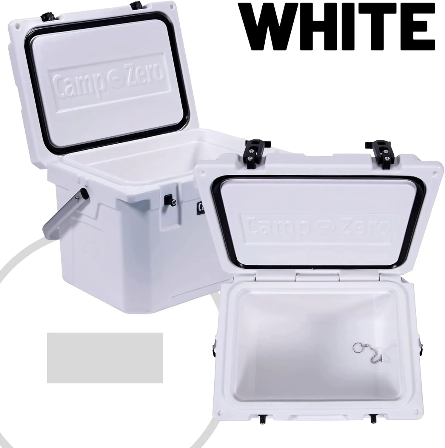CAMP-ZERO 21 Quart Rotomolded Hard Cooler - Insulated Ice Chest with 4 Cup Holders - Bear-Proof Travel Ice Box for Beverage, Drink, BBQ, Fishing, Camping, Outdoor